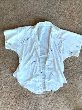 Breezy White Spackled Button-Up